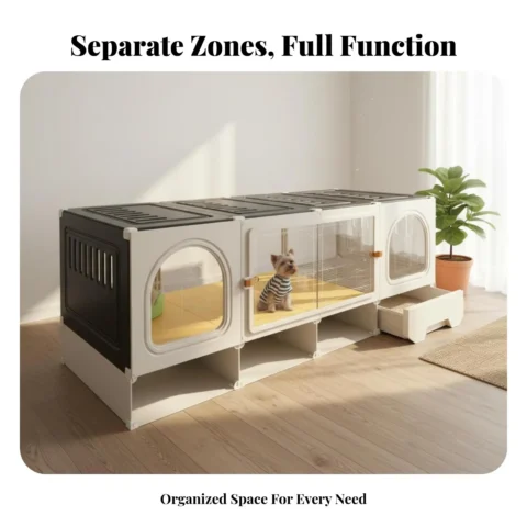 Kennel with Potty Area Luxury Villa Design covered Dog Crate Panoramic View safety-latch for Home