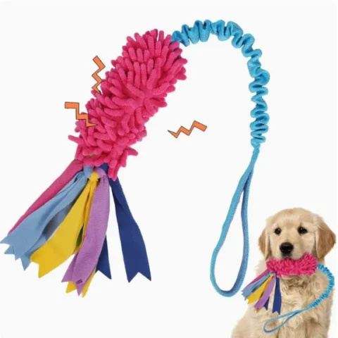 G37 Durable Dog Toys for Aggressive Chewers Soft Plush Pulling Rope Chew Toy with Sturdy Handle, Interactive Teeth Cleaning T