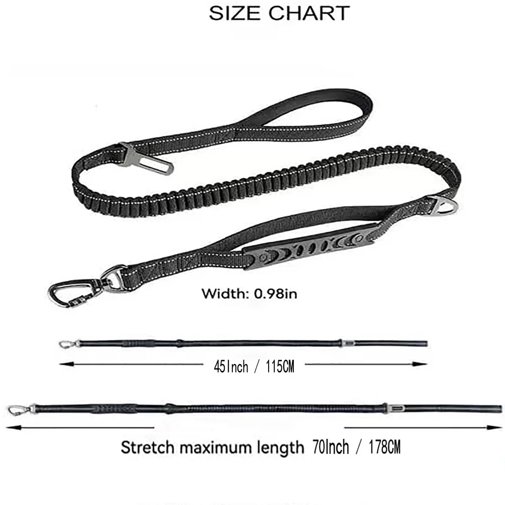 Fashion&cool Heavy Duty Dog Leash Especially Large Dogs,Reflective Dog Walking Training Shock Absorbing Bungee Car Seat Belt