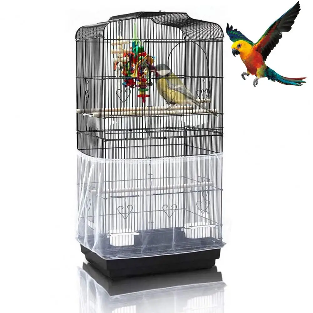 Mesh Birds Cage Cover Dustproof Birds Cage Cover Adjustable Nylon Mesh Birdcage Cover for Parrot Macaw Round Square Cages