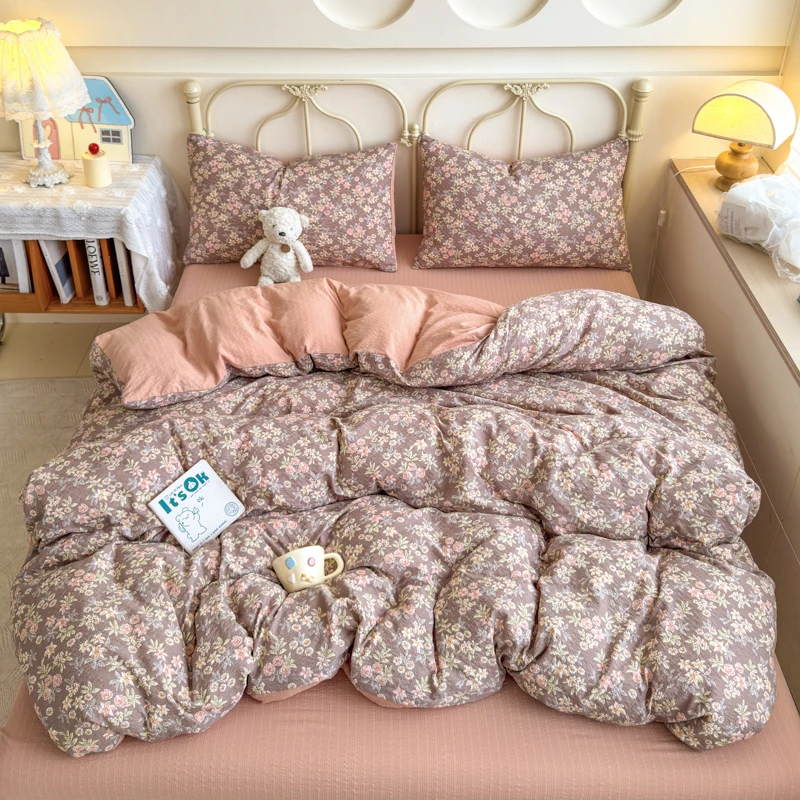 Korean Cute Dog Printed Bedding Set or Single Duvet Cover Ultra Soft Cloud Touch Seersucker Quilt Cover Aesthetic Bedroom Decor - Image 23