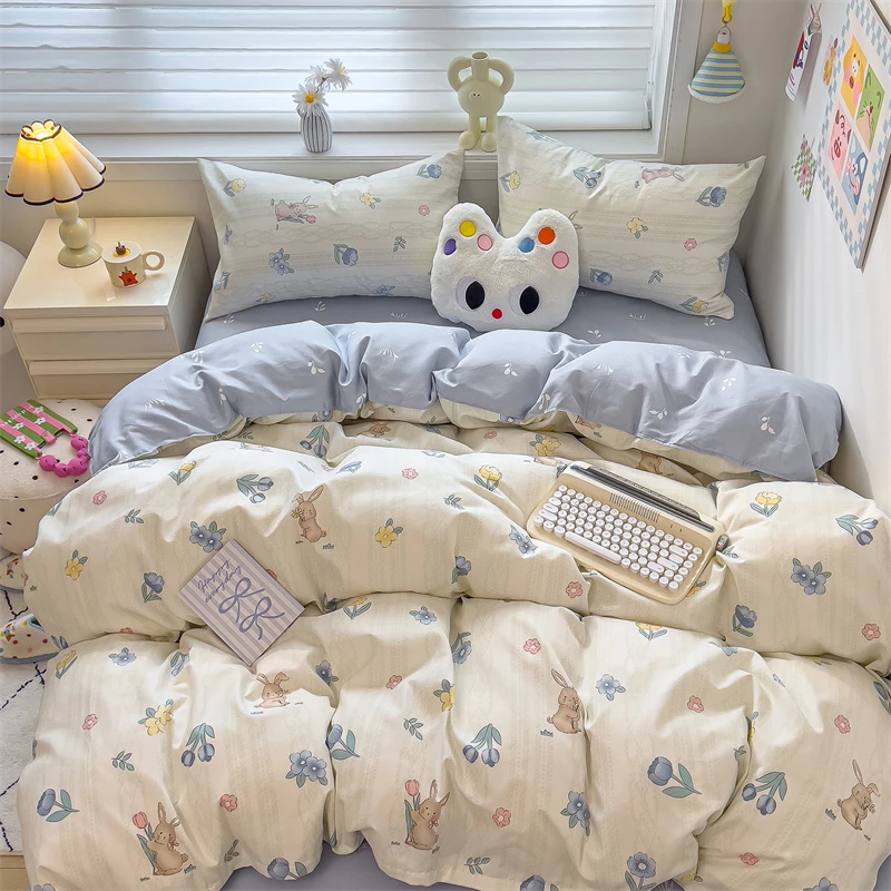 New Cute Stars Printed Bedding Set 4/3/1 Pcs Skin-friedly Breathable Duvet Covers Comfortable Durable Single Double Quilt Cover - Image 8
