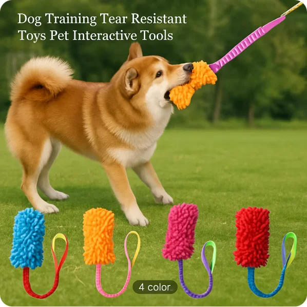 G37 Durable Dog Toys for Aggressive Chewers Soft Plush Pulling Rope Chew Toy with Sturdy Handle, Interactive Teeth Cleaning T