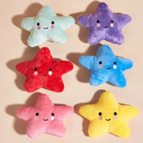 1pcs/pack Puppy Dog Plush Pentagram Squeaky Toys for Small Medium Dogs Bone Aggressive Chewers for Puppy Accessories