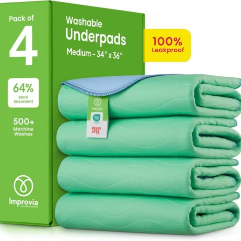 4pcs Washable Underpads, Heavy Absorbency Reusable Bedwetting Incontinence Pads for Kids/Elderly/Pets - Waterproof Protective