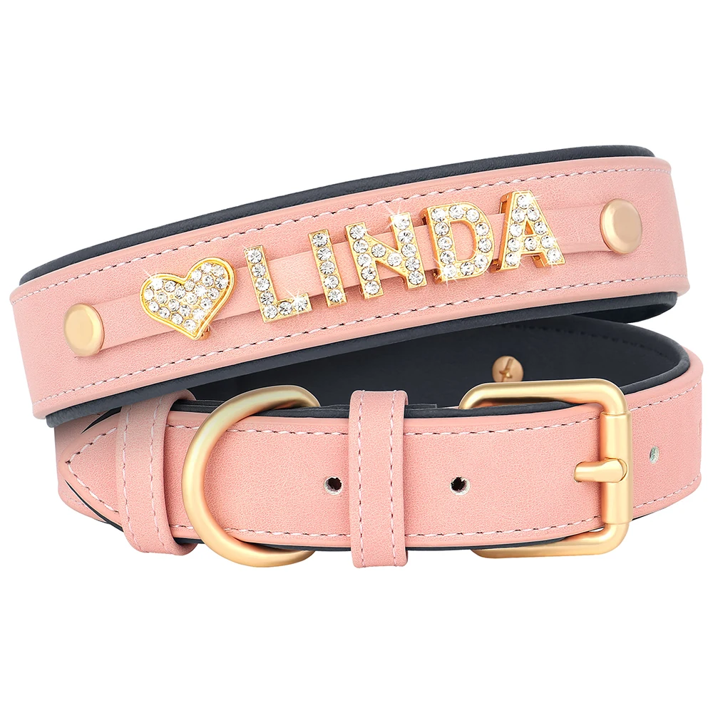 Customized Leather Dog Collar DIY Personalized Small Medium Dogs Chihuahua Pitbull Necklace Free Name Charms Pet Accessories - Image 10
