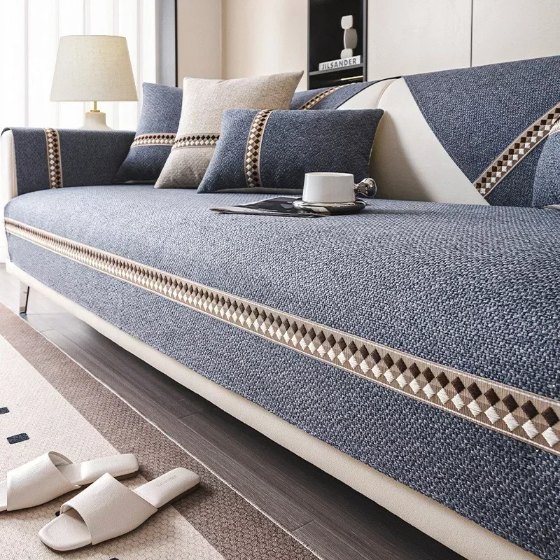 Cotton and Linen Sofa Towel Solid Color Sofa Mat Four Seasons Universal Sofas Pad for Living Room Anti-Slip Couch Cushion Luxury - Image 2
