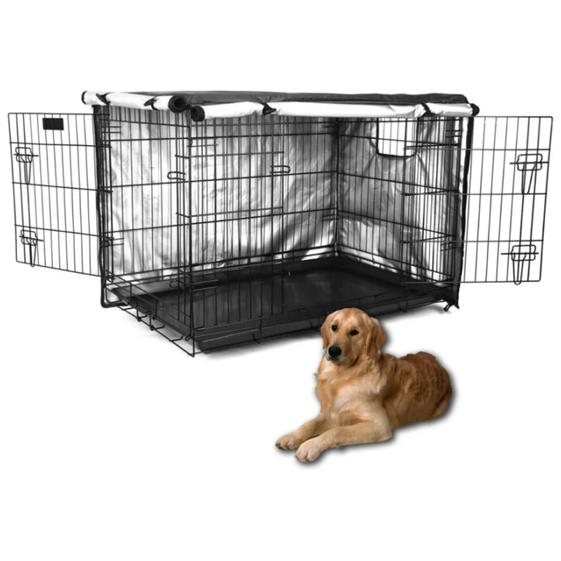 Dog Crates Cover 24/30/36/42inch Pet Kennels Cover for Small Large Dogs Oxford-Fabric with Two Door, Vents Window