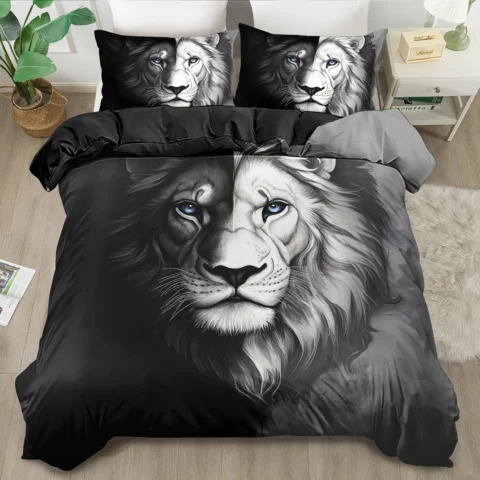 King Size Duvet Cover Set Soft Comfortable 3D Animal Print Bedding Queen Bed Bedroom Accessories Set
