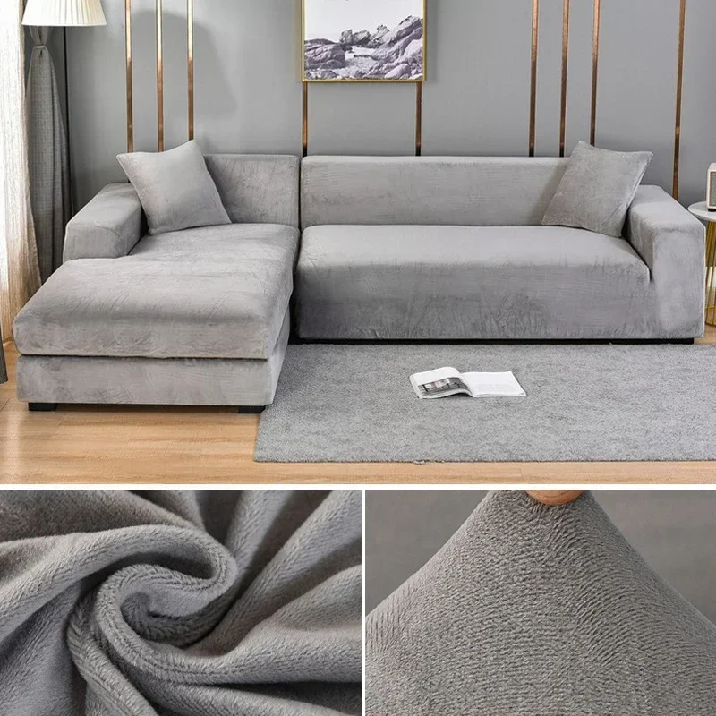 Velvet Sofa Cover Thick Elastic 1/2/3/4 Seater Sofa for Living Room Velvet Plush L Shaped Corner Sofa Cover Couch Cover - Image 7