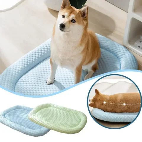 Ice Silk Cooling Dog Bed, Summer Pet Cushion Sleep Nest, Breathable Cool Mat Portable Pet Kennel for Small Medium Large Dog C