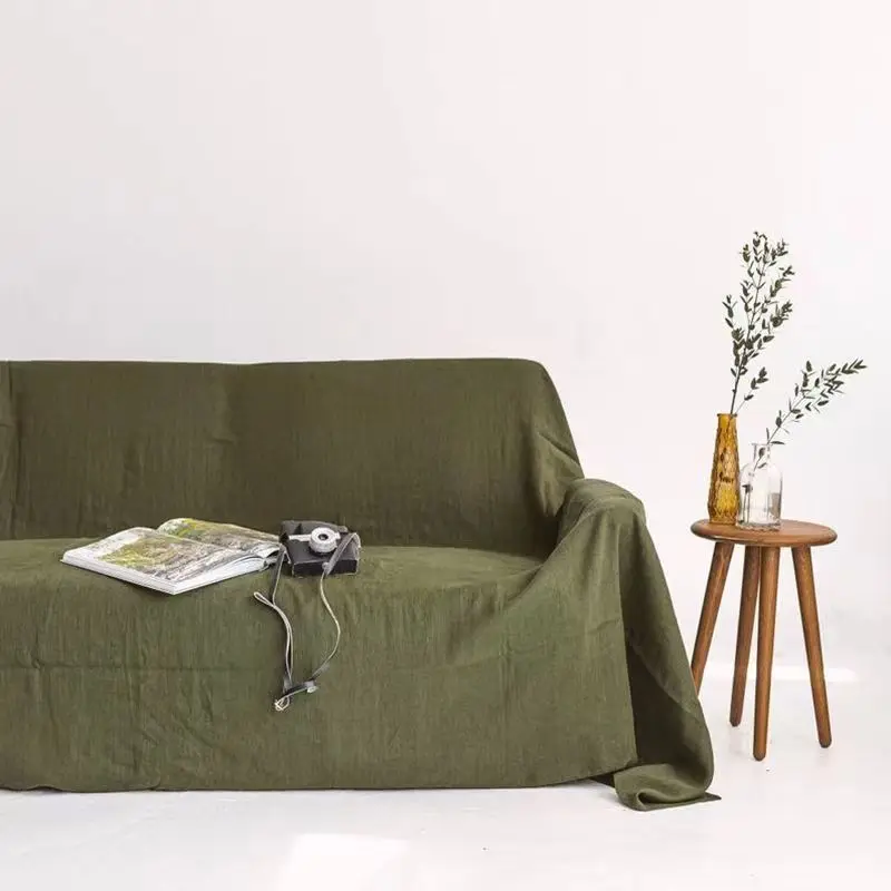 French Pure Linen 100% Fabric Pure Color Sofa Cover Cloth Sofa Towel Suitable for All Seasons Love Seat Couch Cover Summer New - Image 8