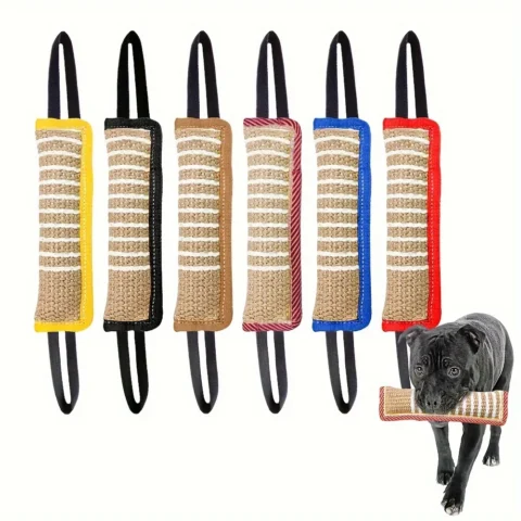 1pc Durable Jute Dog Chew Toy - Bite-Resistant Teething Stick for Puppies & Adult Dogs, Natural Pet Dental Health Care pet to