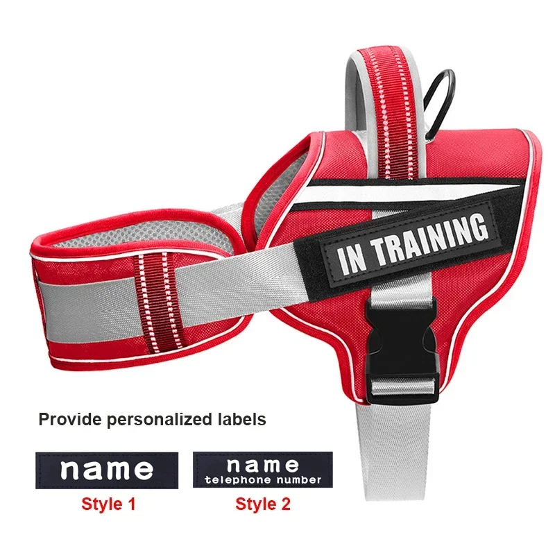 KOMMILIFE Adjustable Nylon Dog Harness Personalized Harness For Dogs Reflective Breathable Neck Guard Dog Harness Vest No Pull - Image 16