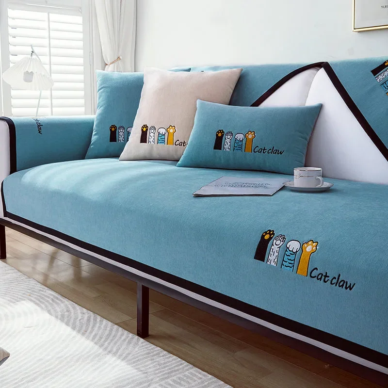 High-grade Chenille Sofa Cushion Four Seasons Universal Non-slip Straight Type Sofa Cover Straight Row Sofa Cushion Suit - Image 7
