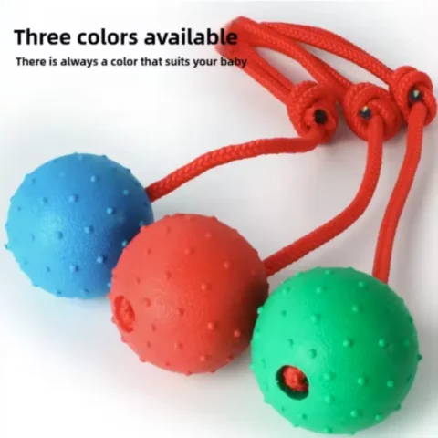 Indestructible Dog Ball Pet Training Dog Toy Puppy Tug Balls Toys Pet Chew Toys Solid Rubber Balls with Rope Pet Toy
