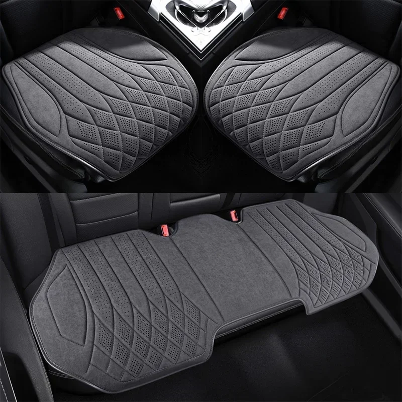 Universal Car Seat Covers,Soft Suede Fabric in Elegant Diamond Pattern,Breathable Car Seat Cushions for All Seasons,Full Set - Image 11