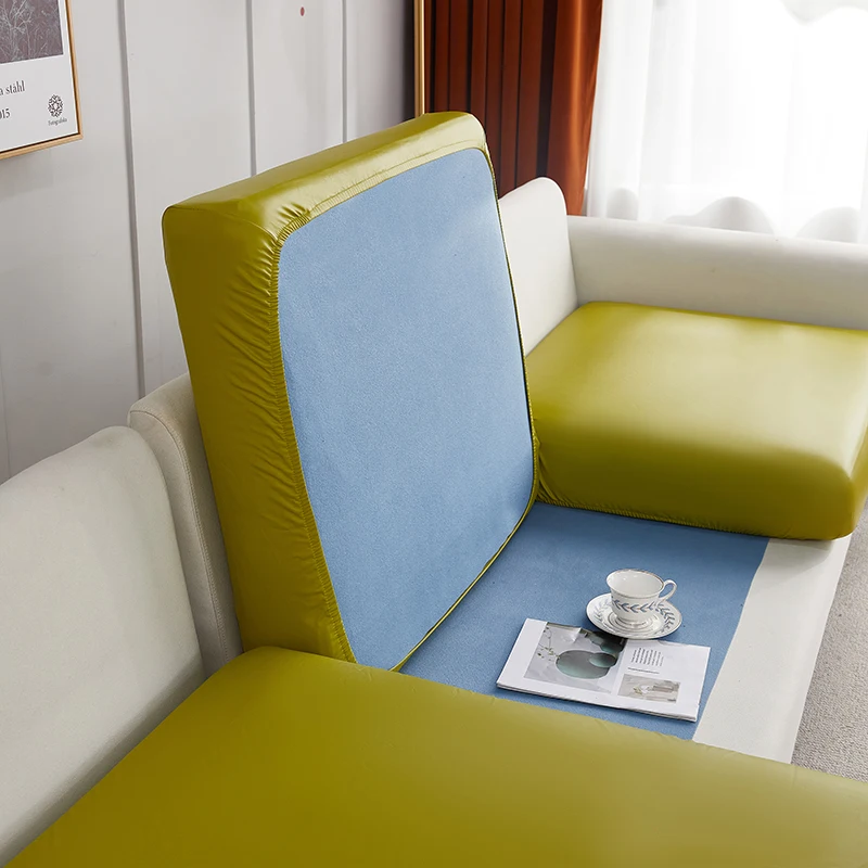 Stretch PU leather waterproof sofa cushion cover sofa seat slipcover backrest cover easy clean sofa protector for pets kids - Image 12