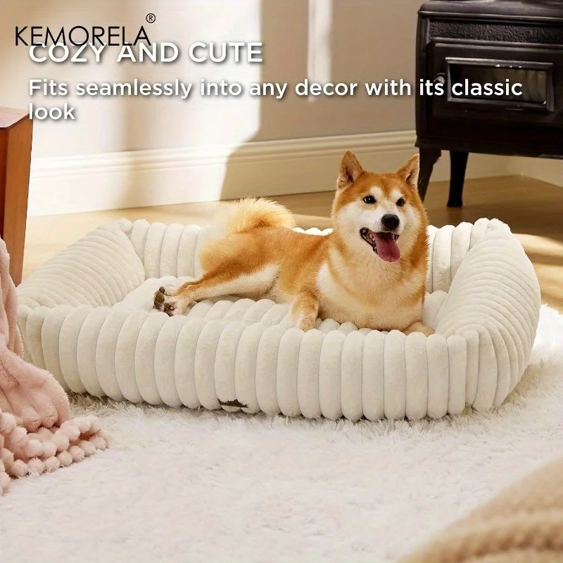Orthopedic Plush Dog Bed Mattress High Resilience Support All Seasons Fluffy Pet Bed for Medium to Large Dogs Bedroom Friendl