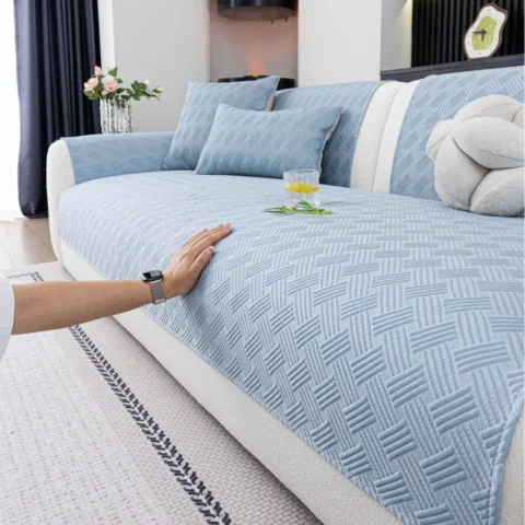 Ice Silk High-end Summer Style Sofa Cushion Couch Cover Anti Slip 2026 New Seat Cushion Cream Cool Mat Cover Cloth Towel