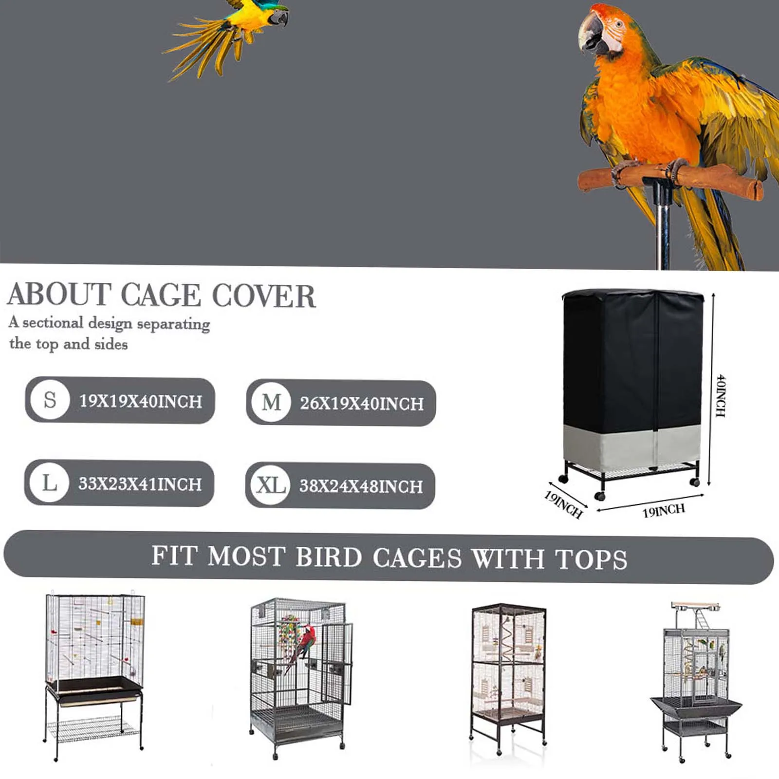 Indoor and Outdoor Bird Cage Cover to Small Animal Privacy Comfort with Removable Top Panel Durable Breathable Waterproof Cov