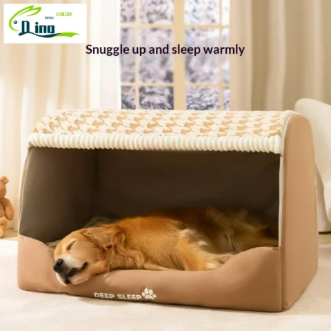 Dog Den Large-sized Dogs' Winter and Autumn Warmth Preservation Quilted Cat Den Drawer House Pet Bed Golden Retriever Washabl