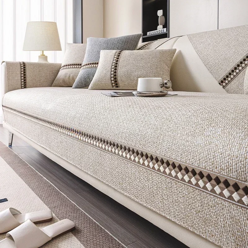Cotton and Linen Sofa Towel Solid Color Sofa Mat Four Seasons Universal Sofas Pad for Living Room Anti-Slip Couch Cushion Luxury - Image 8