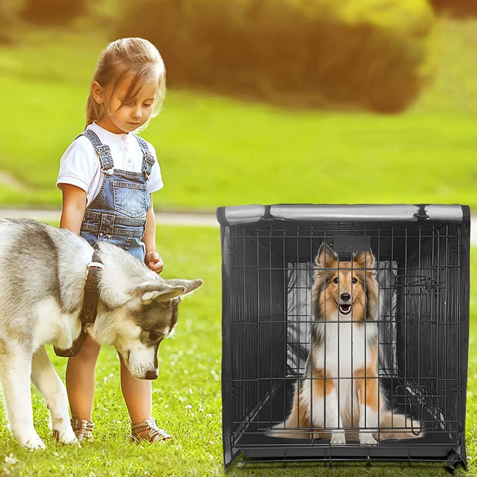 210D Oxford Pet Dog Cage Cover Dustproof Waterproof Kennel Outdoor Foldable Small/Medium/Large Dogs Cage Universal Accessorio