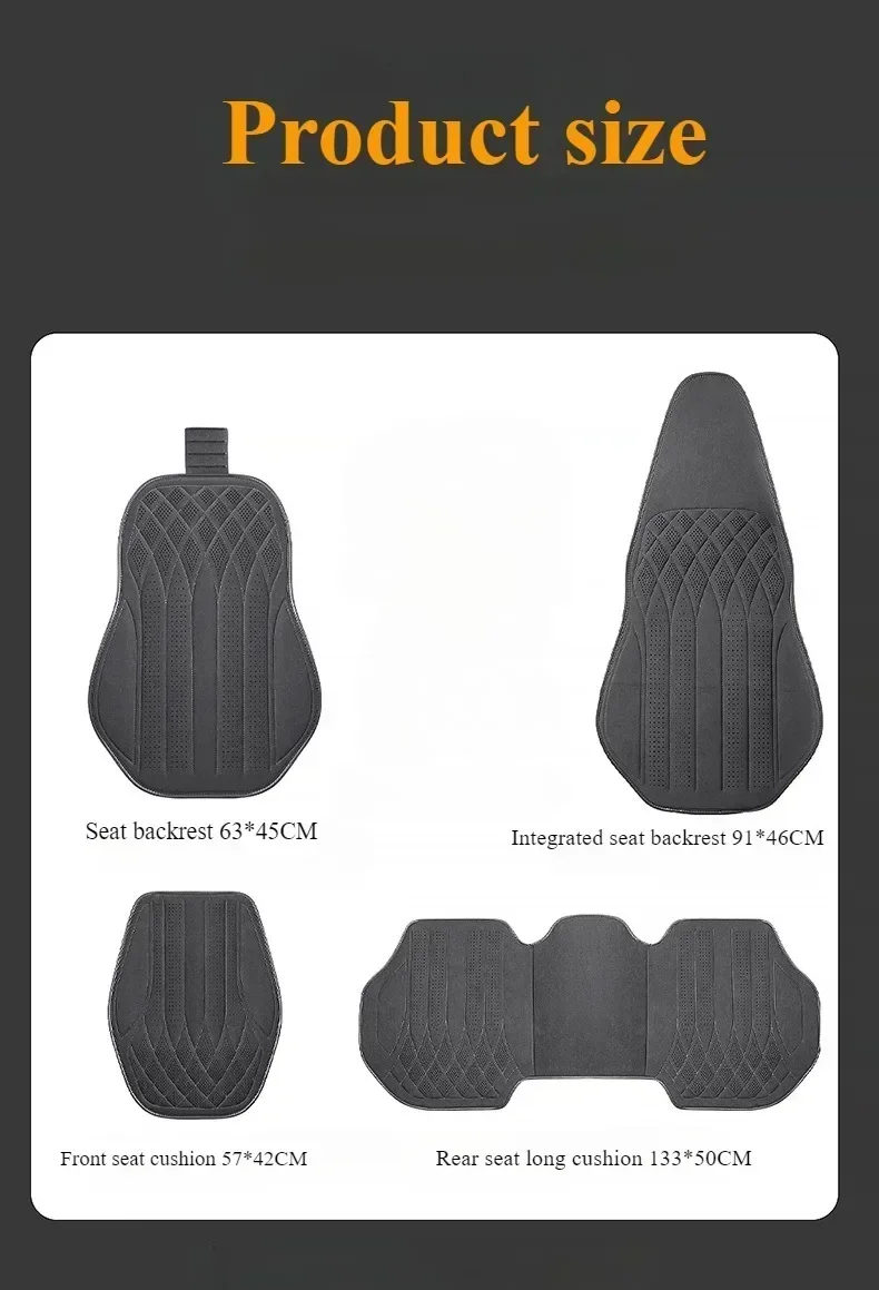 Universal Car Seat Covers,Soft Suede Fabric in Elegant Diamond Pattern,Breathable Car Seat Cushions for All Seasons,Full Set