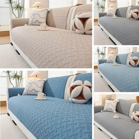 Pure color twill anti-slip sofa cover suitable for all seasons living room furniture decoration sofa cushion protective cover