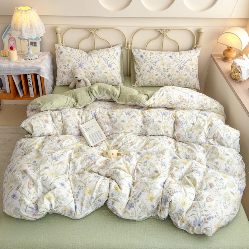 Korean Cute Dog Printed Bedding Set or Single Duvet Cover Ultra Soft Cloud Touch Seersucker Quilt Cover Aesthetic Bedroom Decor - Image 7