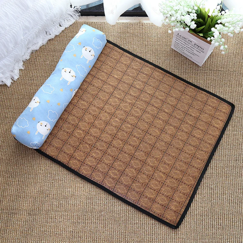 Cat Natural Cooling Mat Summer Pet Self Cooling Pad Cat Bed Mat For Dogs Indoor Rattan Weave Mat Sleeping Cat Bed - Image 12