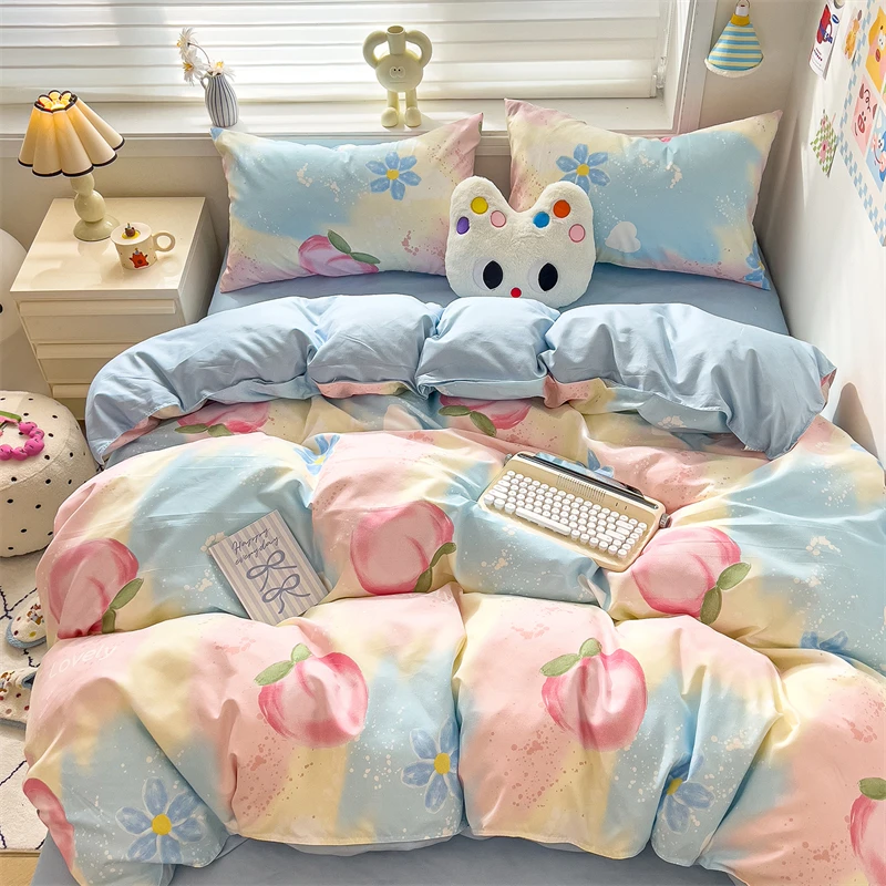 New Cute Stars Printed Bedding Set 4/3/1 Pcs Skin-friedly Breathable Duvet Covers Comfortable Durable Single Double Quilt Cover - Image 23