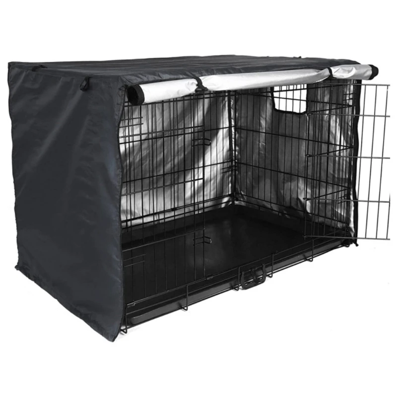 Dog Crates Cover 24/30/36/42inch Pet Kennels Cover for Small Large Dogs Oxford-Fabric with Two Door, Vents Window