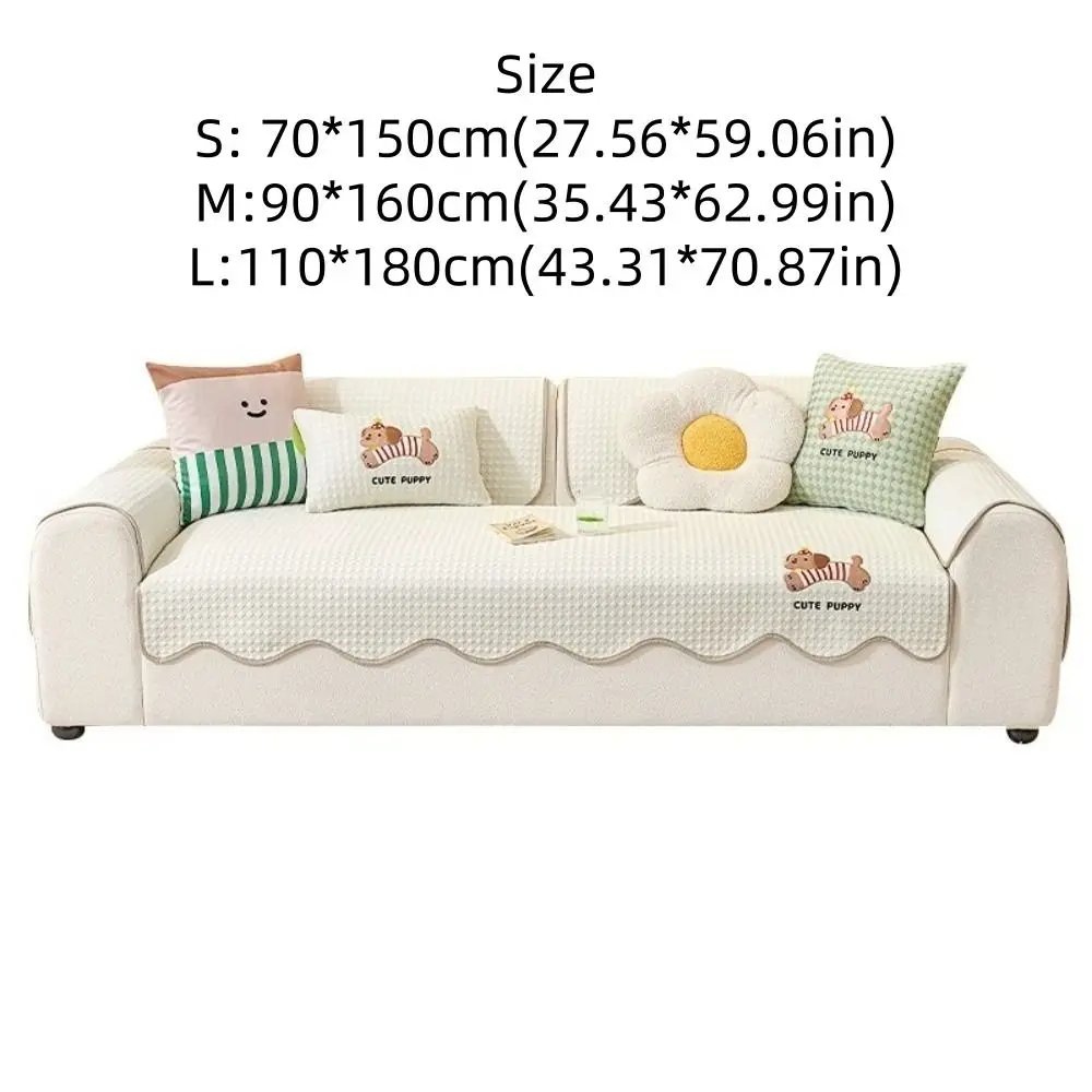 New Ice Silk Sofa Protective Cover Cartoon Dog Non-slip Sofa Seat Mat Breathable Anti-scratch Cooling Couch Cushion Home Deco