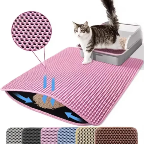Cat Litter Mat Waterproof Double Layer Pet Litter Box Mat Pet Toilet Cat Mat Nonslip Sand Pet Cat Washable Clean Mat