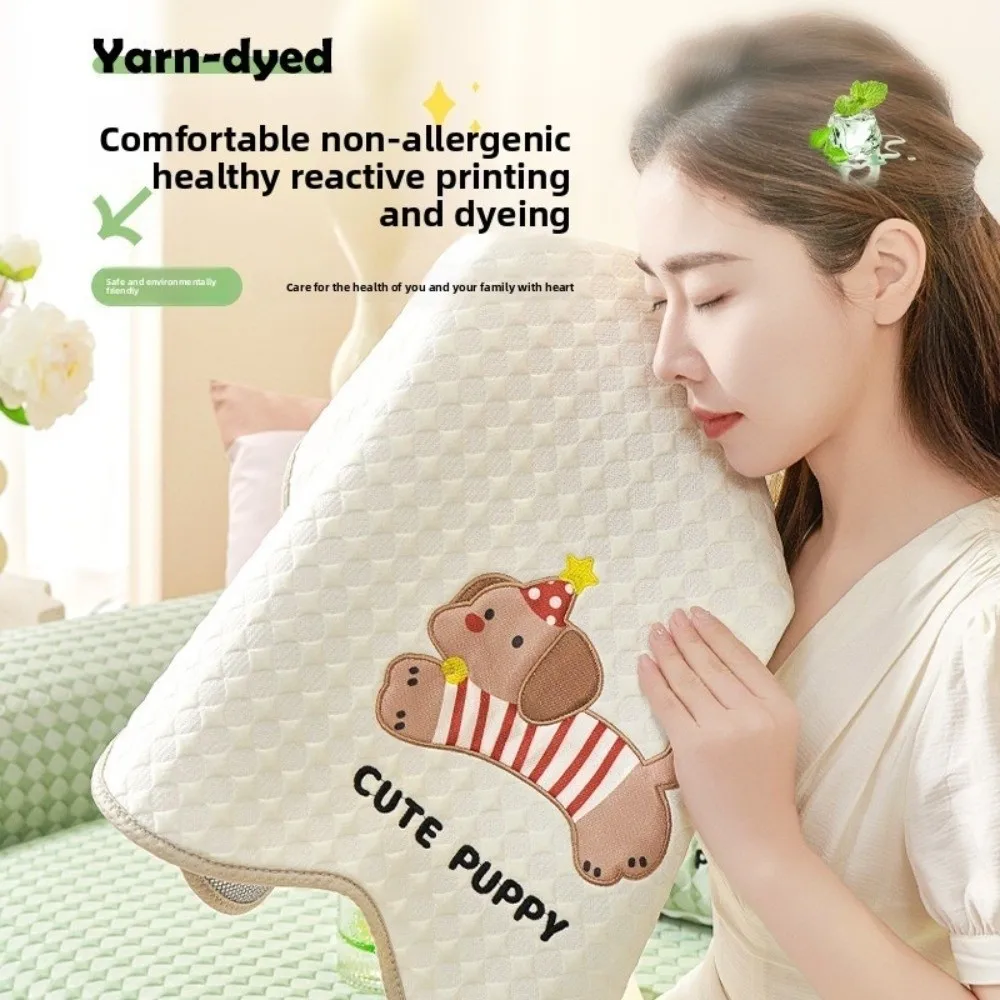 New Ice Silk Sofa Protective Cover Cartoon Dog Non-slip Sofa Seat Mat Breathable Anti-scratch Cooling Couch Cushion Home Deco