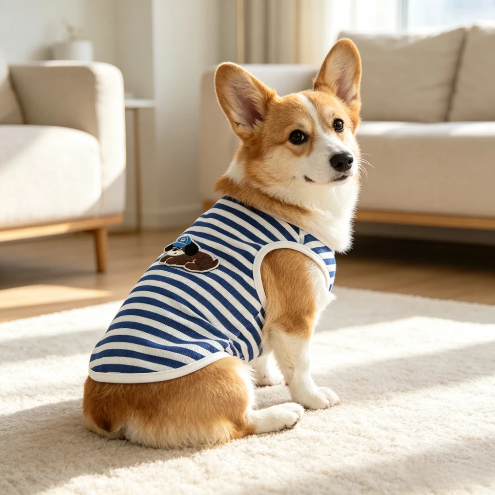 Elastic breathable pet vest embroidery prints lightweight summer sleeveless daily wear for cats dogs outdoor