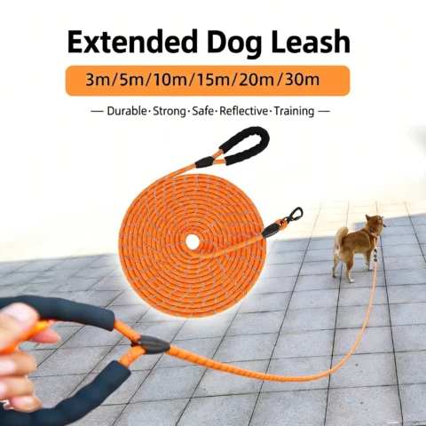 6mm Nylon Reflective Dog Training Tracking Lead Heavy Duty Walking Traction Rope For Large Medium Dog Outdoor Night Safe