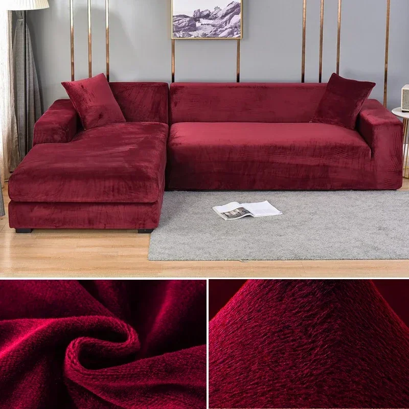 Velvet Sofa Cover Thick Elastic 1/2/3/4 Seater Sofa for Living Room Velvet Plush L Shaped Corner Sofa Cover Couch Cover - Image 17