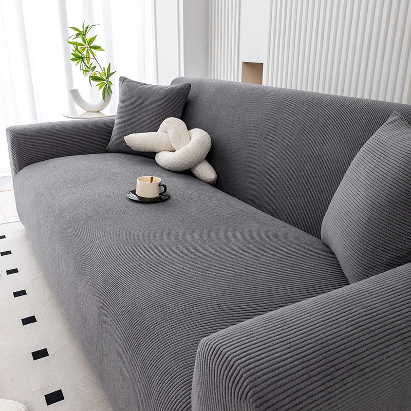 Corduroy Sofa Cover 1-2-3-4 Seater, Non-Slip Elastic Full Wrap Couch Protector for Living Room, Thick Slipcover Machine Washable - Image 11