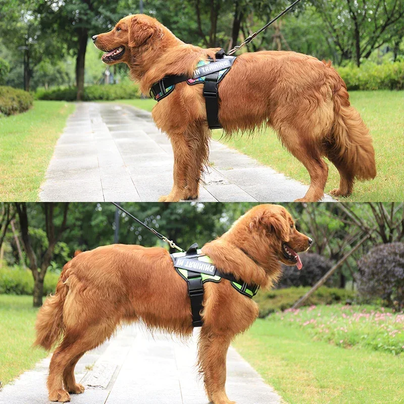 KOMMILIFE Adjustable Nylon Dog Harness Personalized Harness For Dogs Reflective Breathable Neck Guard Dog Harness Vest No Pul