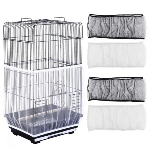 Mesh Birds Cage Cover Dustproof Birds Cage Cover Adjustable Nylon Mesh Birdcage Cover for Parrot Macaw Round Square Cages