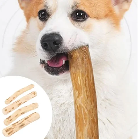 Natural Coffee Wood Dog Chew Sticks, Safe Long Lasting Chewable Stick Toys for Dogs, Dog Dental Cleaning Chews Wood Sticks