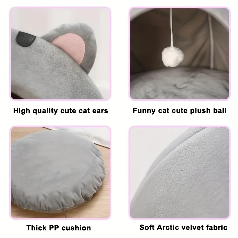 Cartoon Cat Bed Sleeping Dog Basket Tent Puppy Cave Sofa Pet Bed Small and Medium Cats House Cozy Kitten Cave Cushion