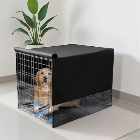 Breathable Dog Crate Cover 18-48 Inch Oxford Cloth Pet Kennel Cover Fit For Wire Dog Crate Black 4 Sides Mesh Ventilation