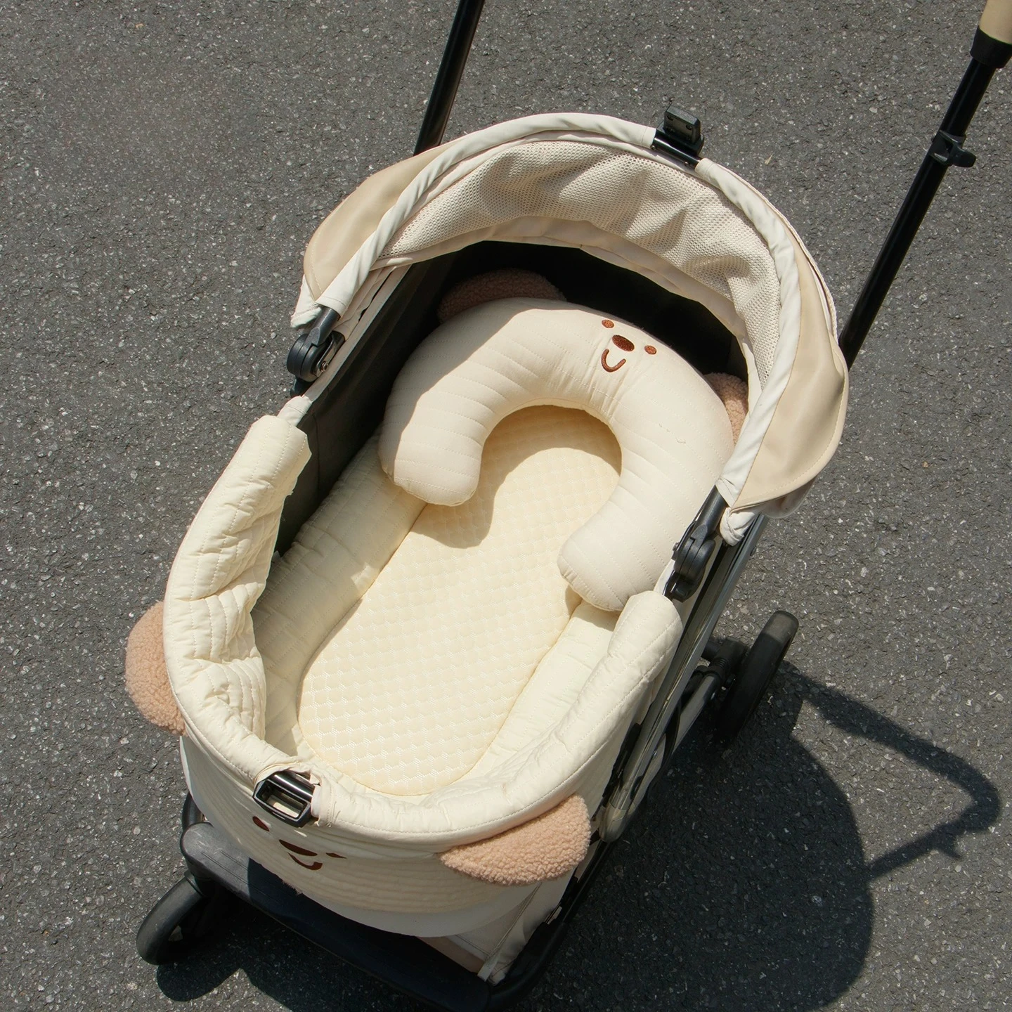 Cooling Pet Stroller Pad Insert – Breathable Ice Silk Dog Pram Cushion Liner – Temperature-Drop Stroller Bed with Bolstered E
