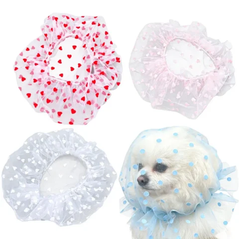 4pcs Dog Head Net Anti Pickup Adjustable Mesh Face Cover Breathable Anti Scavenging Muzzle For Small Medium Dogs Puppy Cat