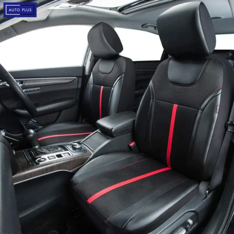 AUTOKING Sporty Carbon Leather Universal Car Seat Cover with Zipper Design Fit for Suvs, Vans, Sedans, Trucks Airbag Compatib