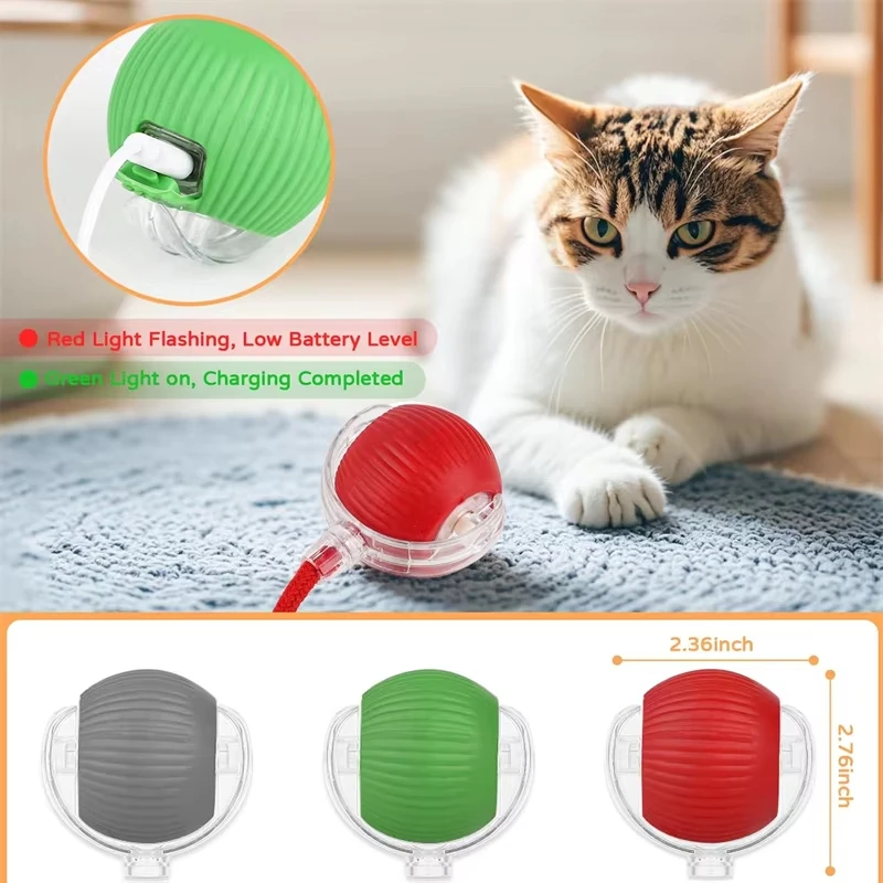New Cat Interactive Ball Toy Automatic Rolling Ball Faux Tail Rechargeable Smart Pet Electric Toy Dog Cat Training Imitate Mo